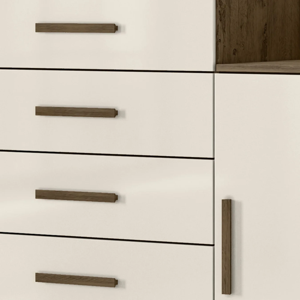 Cômoda Para Quarto 104cm Com Espelho Kyra Castanho Wood/Off Z17 - Mpozenato