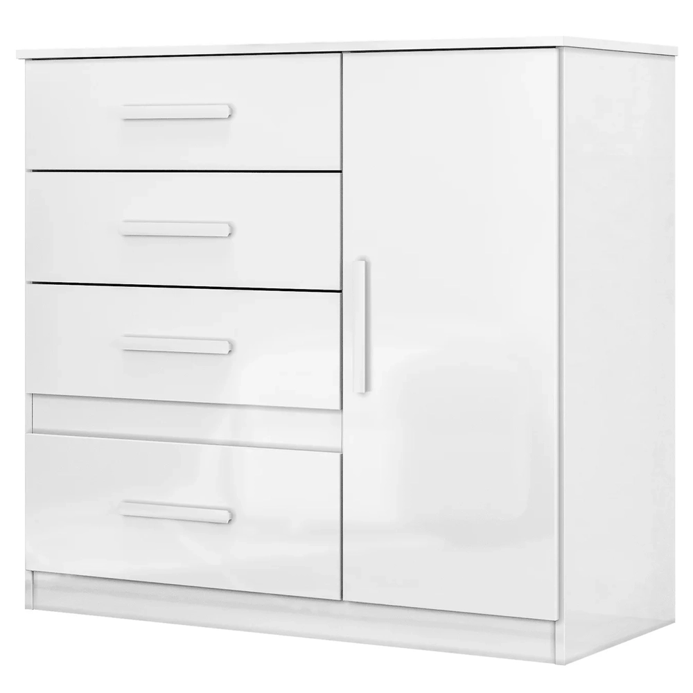 Cômoda Para Quarto 98cm Com 4 Gavetas Baco Flex Branco Z17   - Mpozenato