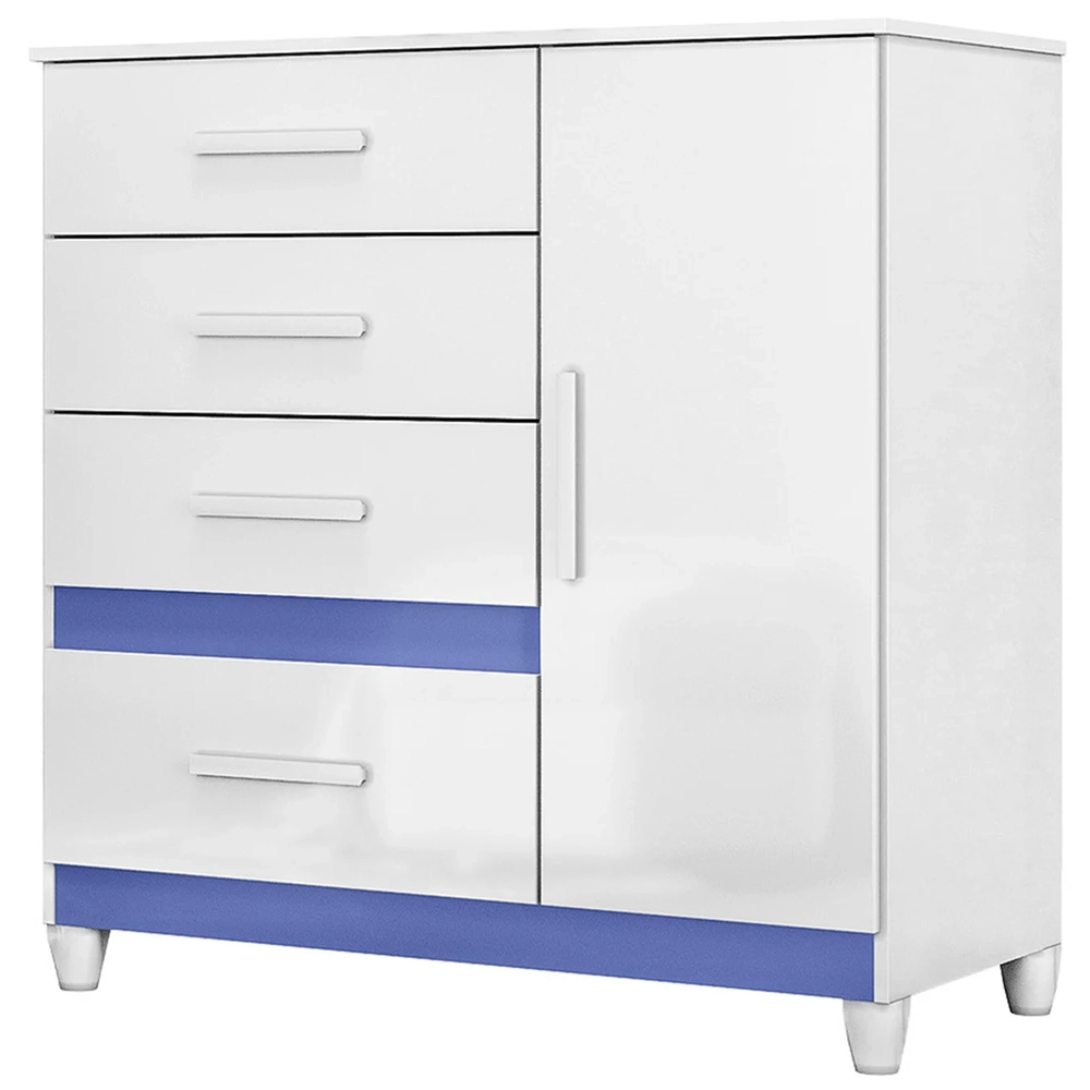 Cômoda Para Quarto 98cm Com 4 Gavetas Baco Flex Branco Z17   - Mpozenato