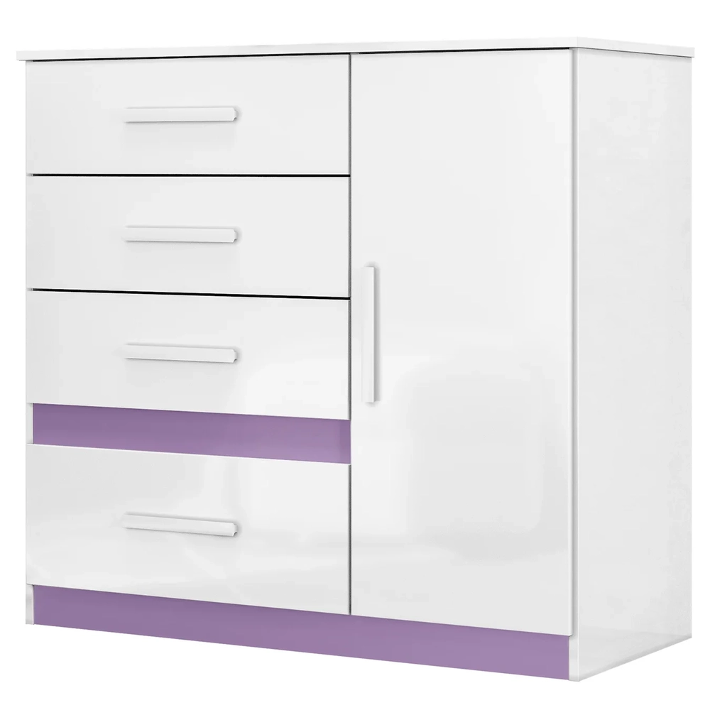 Cômoda Para Quarto 98cm Com 4 Gavetas Baco Flex Branco Z17   - Mpozenato