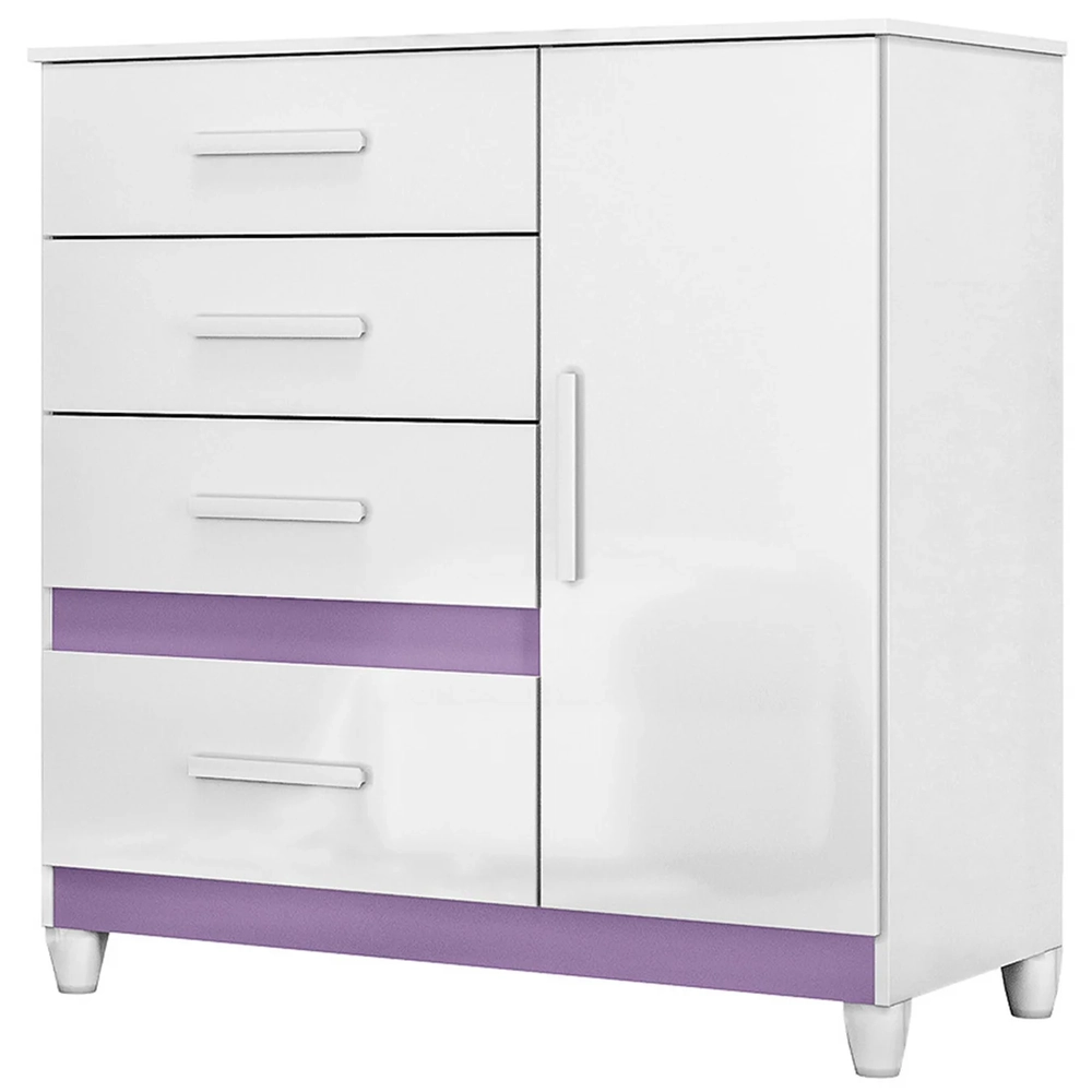 Cômoda Para Quarto 98cm Com 4 Gavetas Baco Flex Branco Z17   - Mpozenato