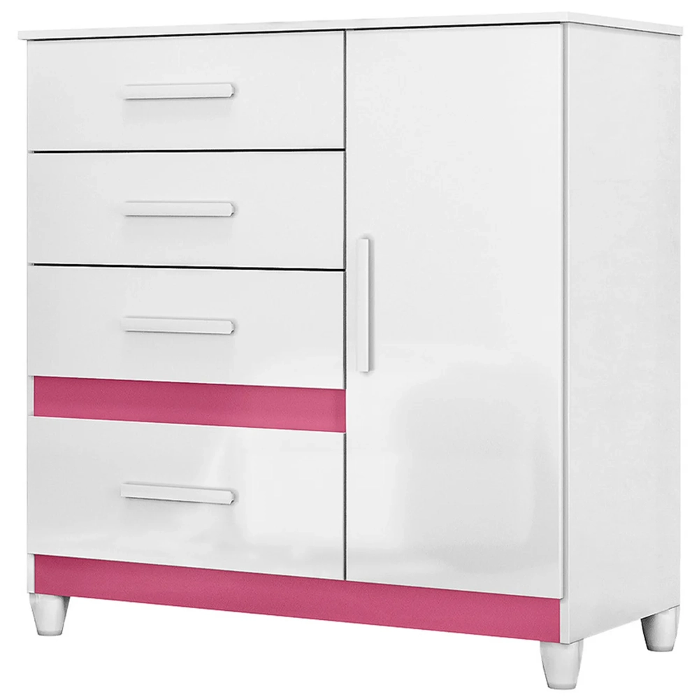 Cômoda Para Quarto 98cm Com 4 Gavetas Baco Flex Branco Z17   - Mpozenato