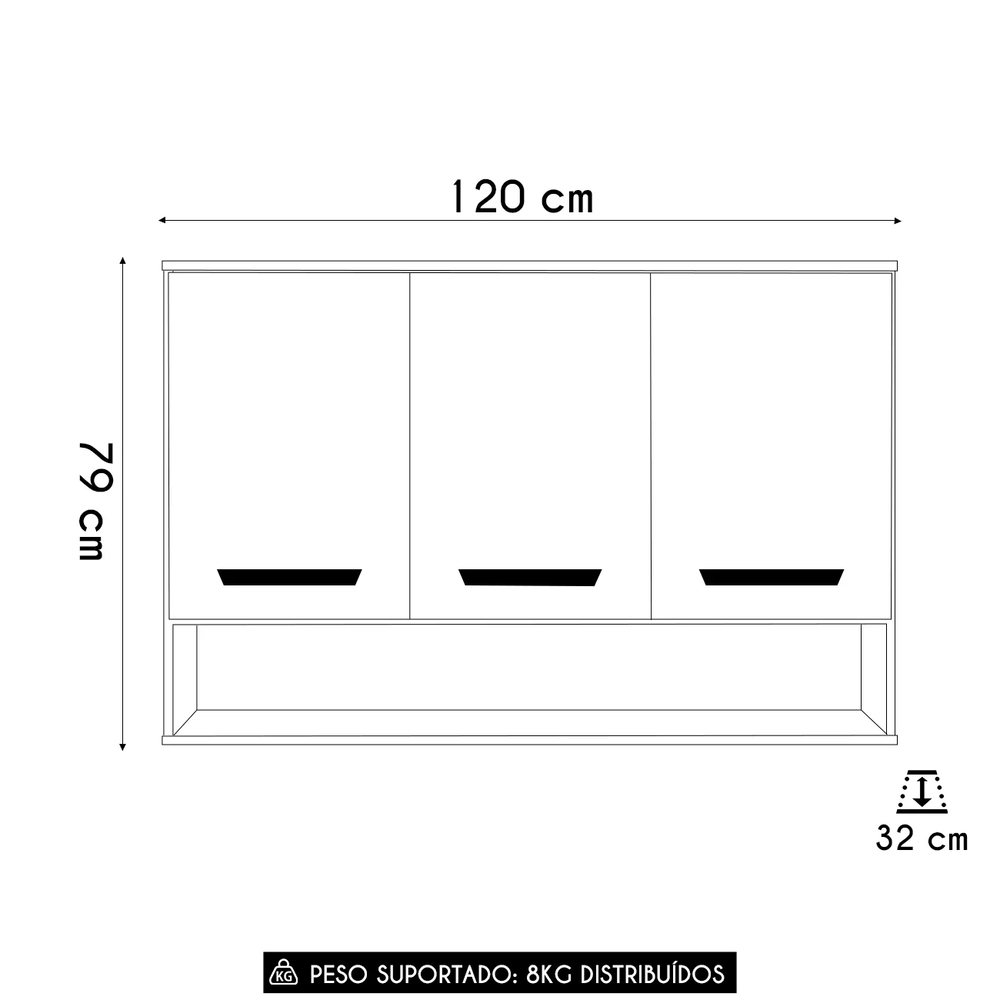 Armário de Cozinha Aéreo 120cm Rita Freijó/Off Acetinado Z44 - Mpozenato
