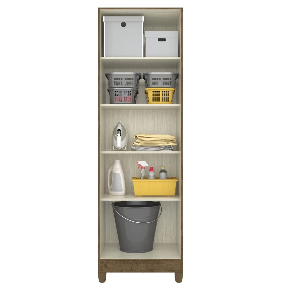 Armário Multiuso Lavanderia 55cm 2 Portas Staxx Castanho Wood Z17 - Mpozenato