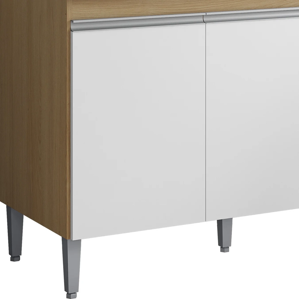 Balcão de Cozinha Para Pia 160cm Andréia Amêndoa/Branco     - AJL Móveis