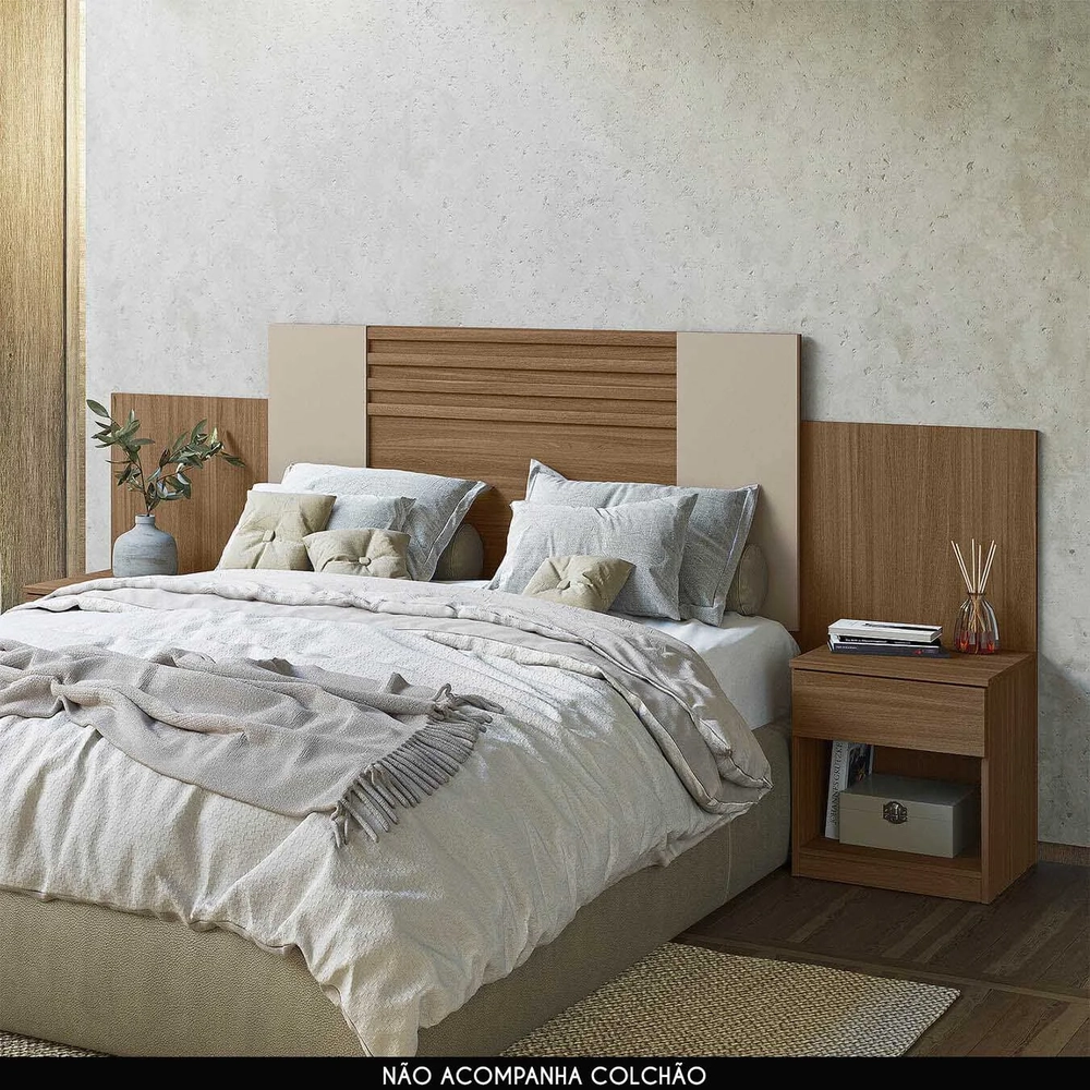 Cabeceira Casal Extensível e Mesas Cany Carvalho/Fendi Z17   - Mpozenato