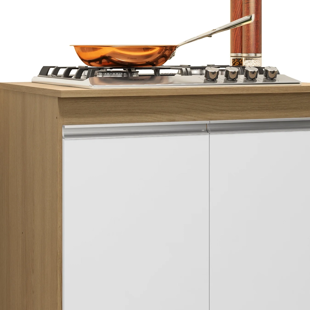 Balcão de Cozinha Para Cooktop 79cm Andréia Amêndoa/Branco   - AJL Móveis