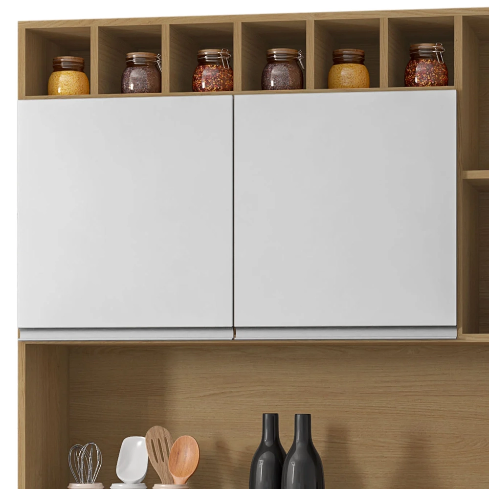 Armário de Cozinha Compacta 130cm 6 Portas Alice Amêndoa/Branco - AJL Móveis