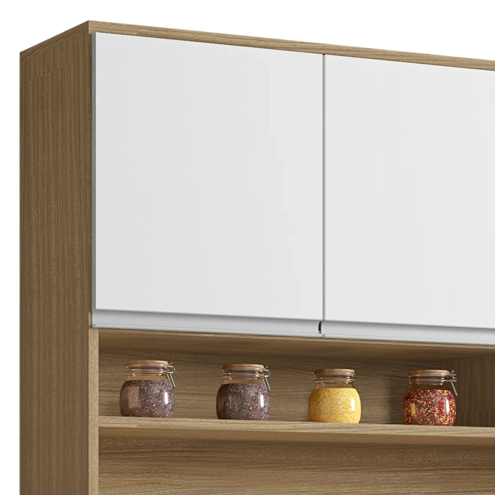 Armário de Cozinha Compacta 105cm Marcia Amêndoa/Branco     - AJL Móveis