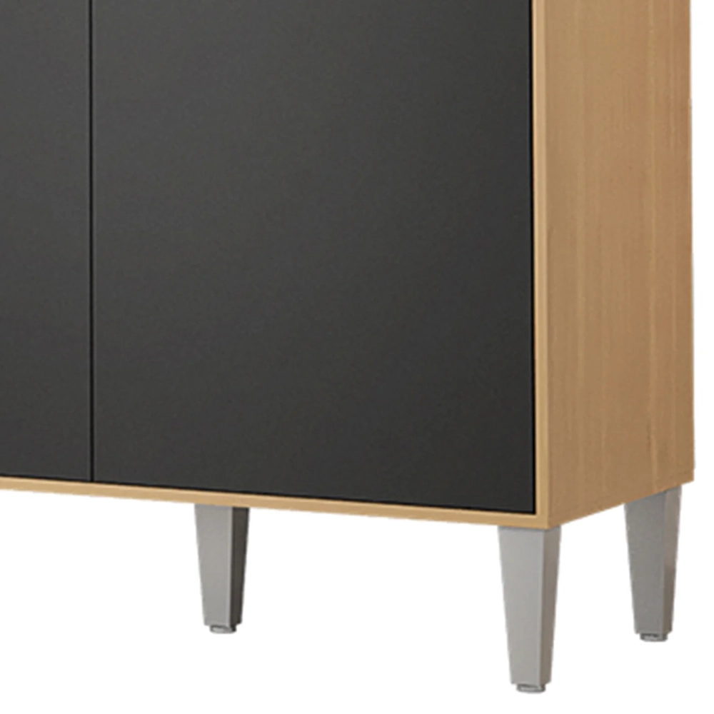 Armário de Cozinha Compacta 160cm 5 Portas Isabel Amêndoa/Preto - AJL Móveis