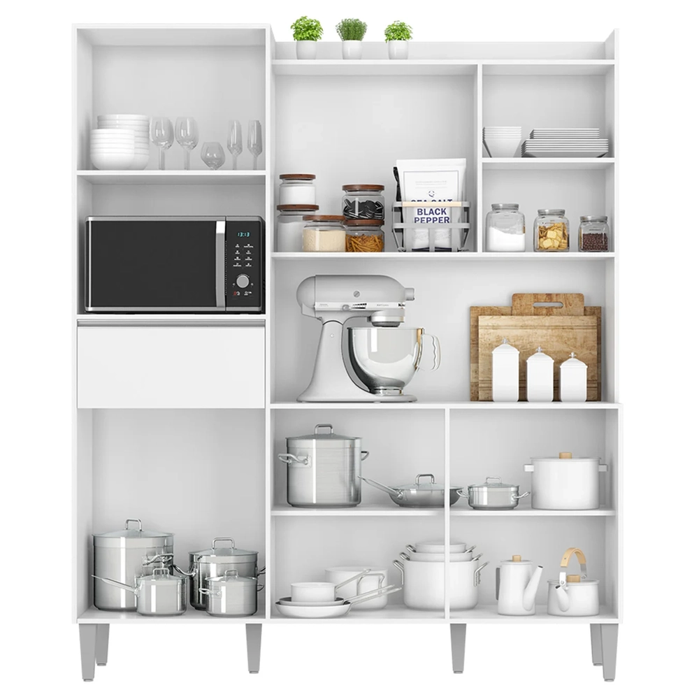 Armário de Cozinha Compacta 160cm 5 Portas Isabel Branco    - AJL Móveis
