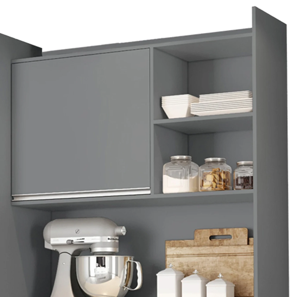 Armário de Cozinha Compacta 160cm 5 Portas Isabel Cinza     - AJL Móveis