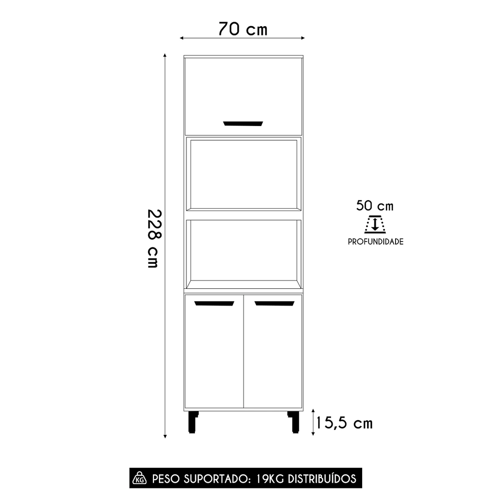 Paneleiro de Cozinha Torre Quente Rita Freijó/Off Acetinado Z44 - Mpozenato
