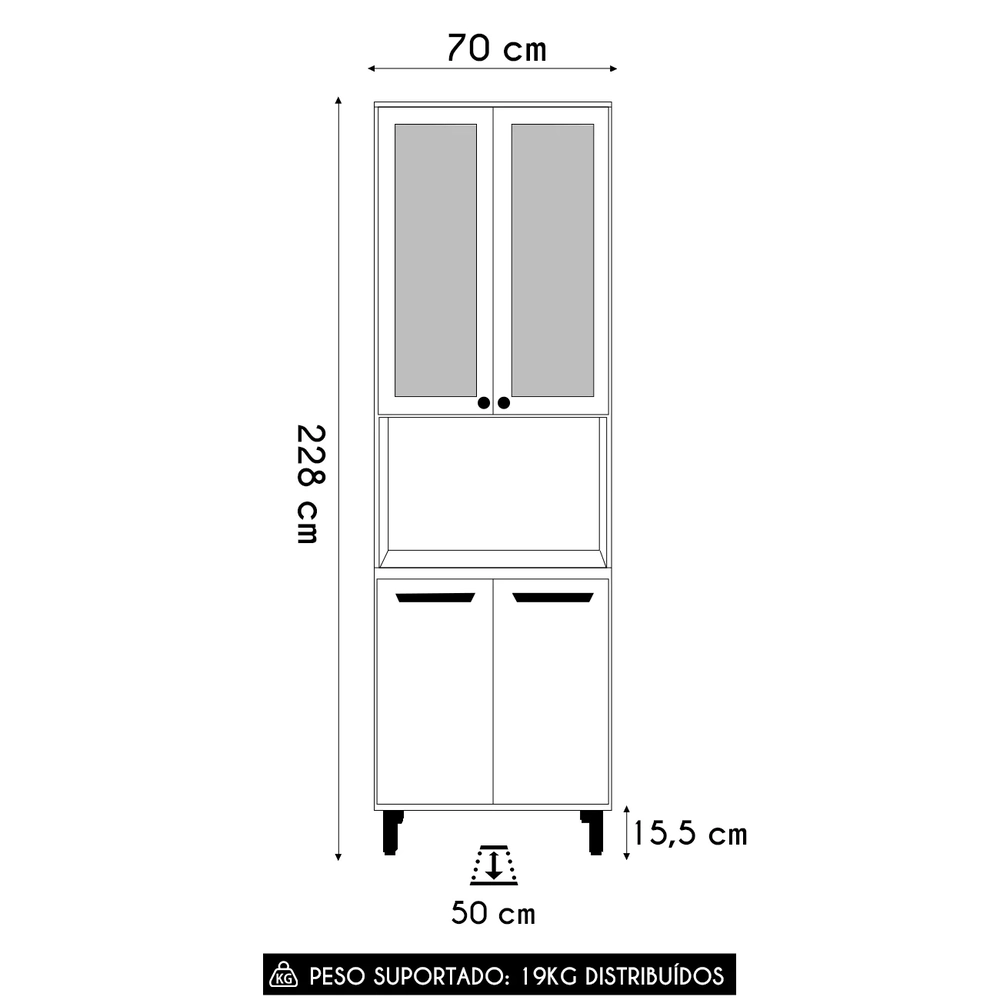 Paneleiro Cristaleira 4 Portas Rita Freijó/Off Acetinado Z44 - Mpozenato