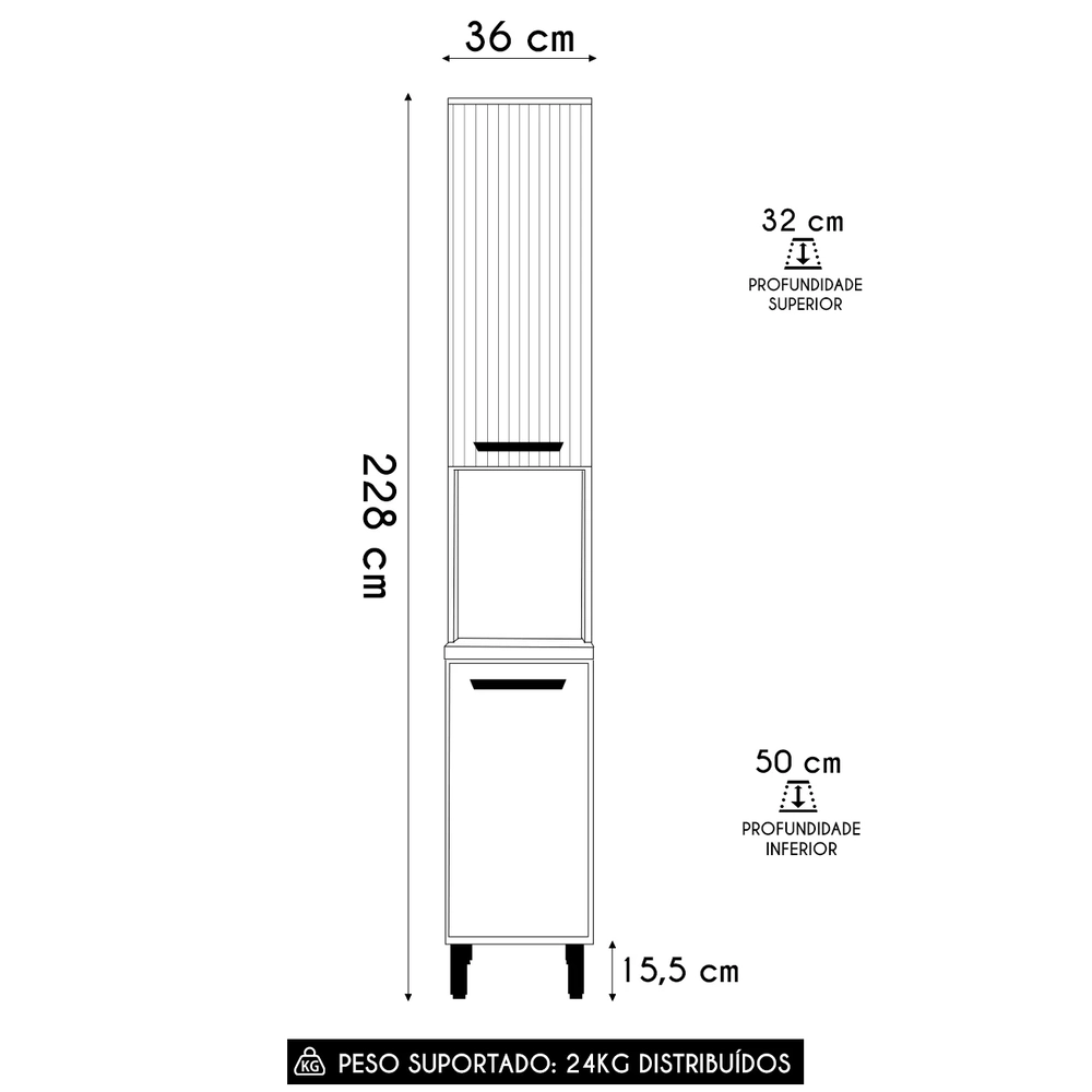 Paneleiro de Cozinha 2 Portas 36cm Rita Freijó/Off Acetinado Z44 - Mpozenato