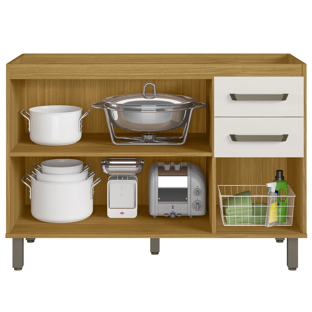 Balcão de Cozinha Para Pia 120cm Rita Freijó/Off Acetinado Z44 - Mpozenato