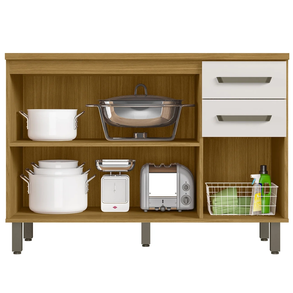 Balcão de Cozinha e Tampo 120cm Rita Freijó/Off Acetinado Z44 - Mpozenato