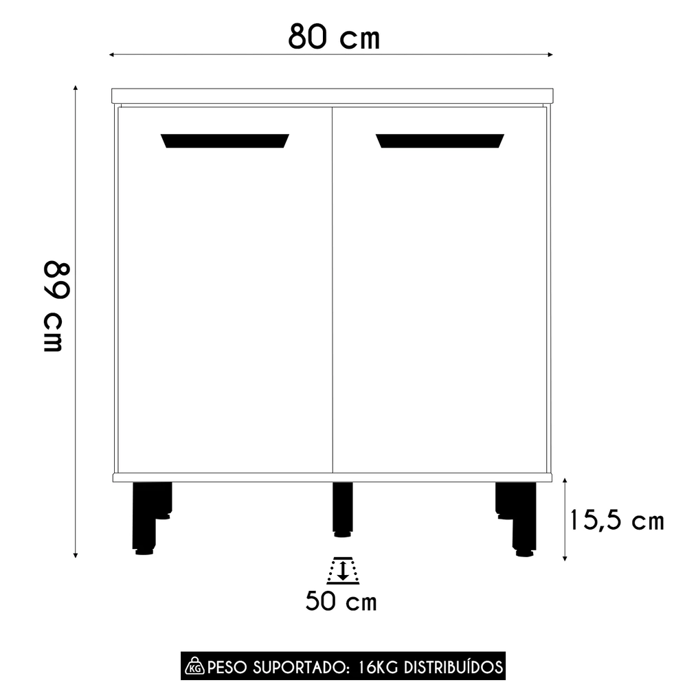 Balcão de Cozinha Para Cooktop 80cm Rita Freijó/Off Acetinado Z44 - Mpozenato