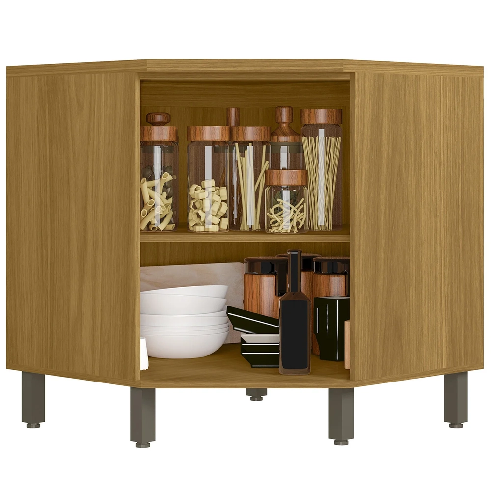 Balcão de Canto Oblíquo 80cm Rita Freijó/Off Acetinado Z44  - Mpozenato