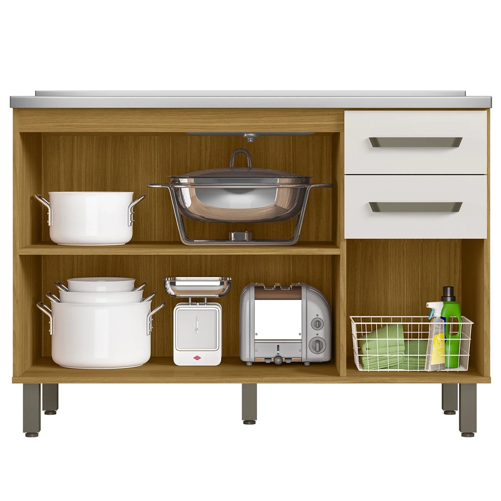 Balcão de Cozinha Com Pia 120cm Rita Freijó/Off Acetinado Z44 - Mpozenato