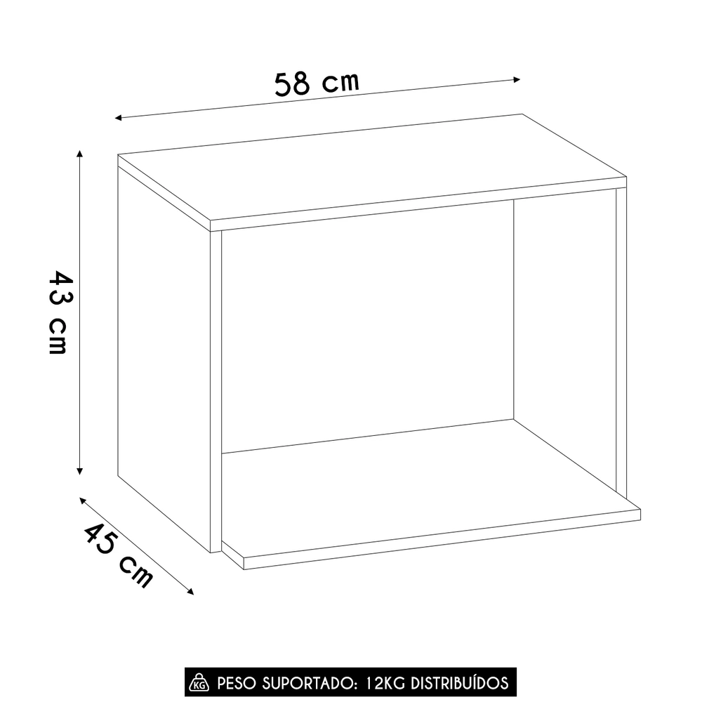 Suporte Micro-ondas Forno 58cm Aéreo Grafite Z44            - Mpozenato