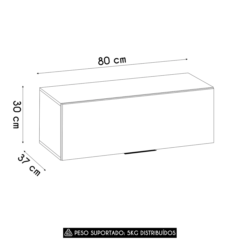 Armário de Cozinha Aéreo 80cm Grace Carvalho Oak/Off White Z44 - Mpozenato