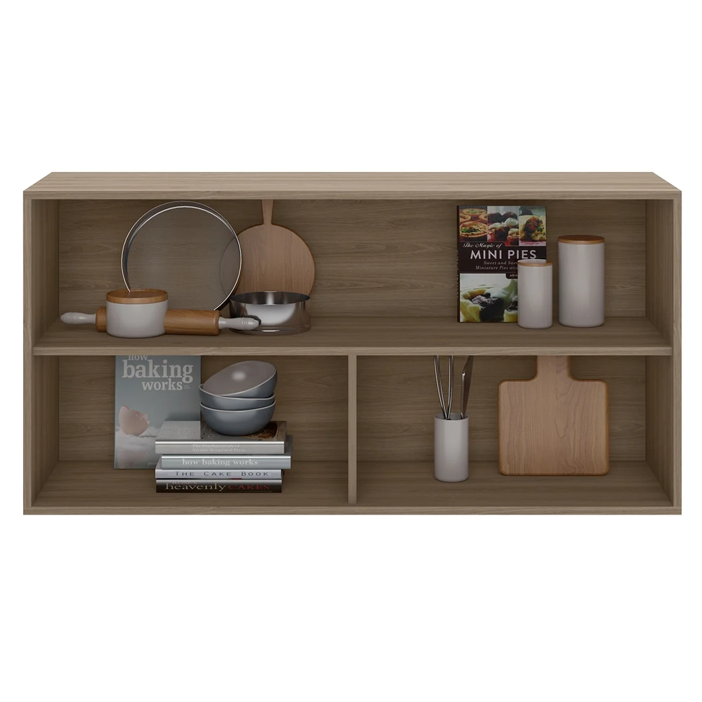 Armário Aéreo 120cm 2 Portas de Vidro Grace Carvalho Oak Z44 - Mpozenato