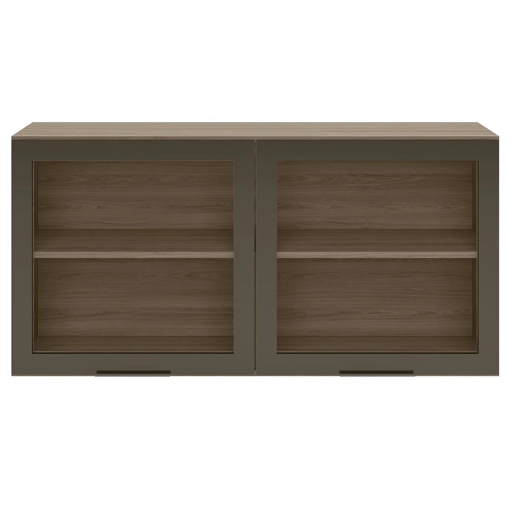 Armário Aéreo 120cm 2 Portas de Vidro Grace Carvalho Oak Z44 - Mpozenato