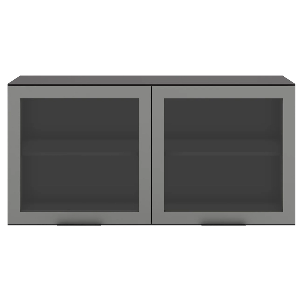 Armário Aéreo 120cm 2 Portas de Vidro Grace Grafite Z44     - Mpozenato