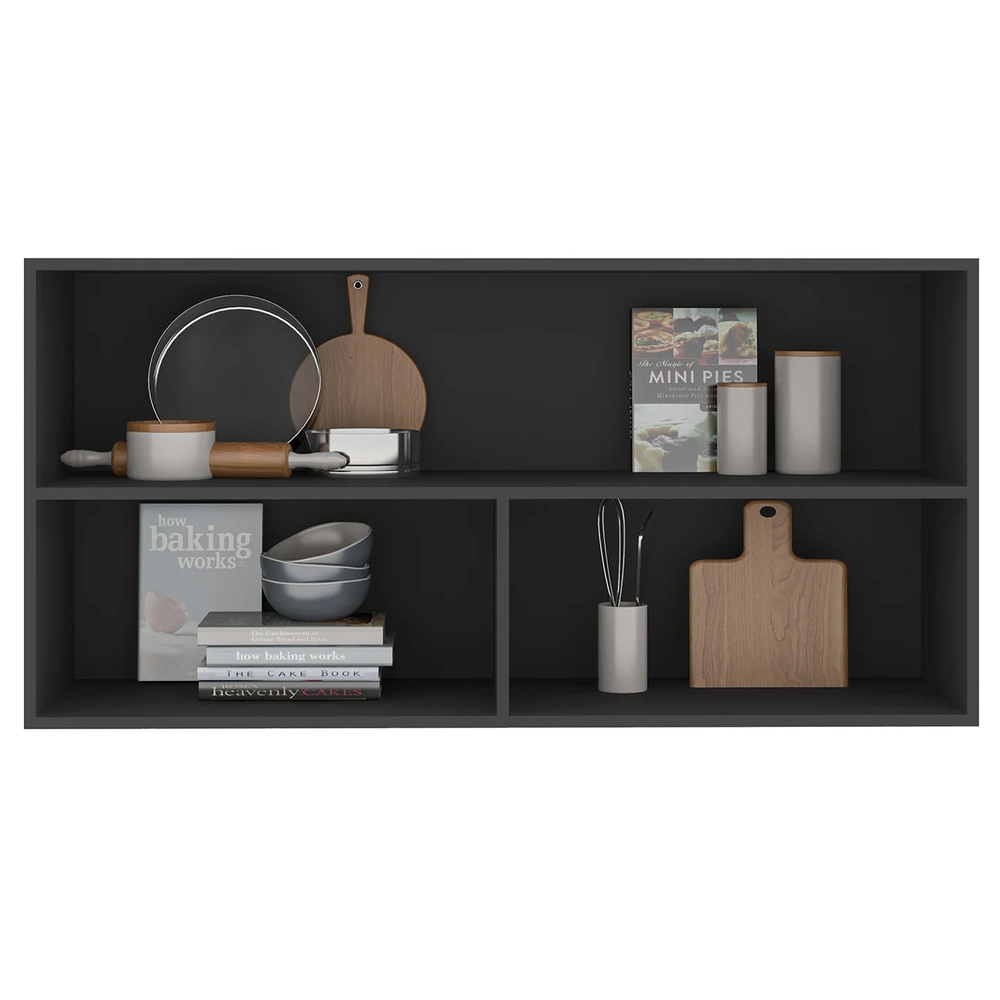 Armário Aéreo 120cm 2 Portas de Vidro Grace Grafite Z44     - Mpozenato