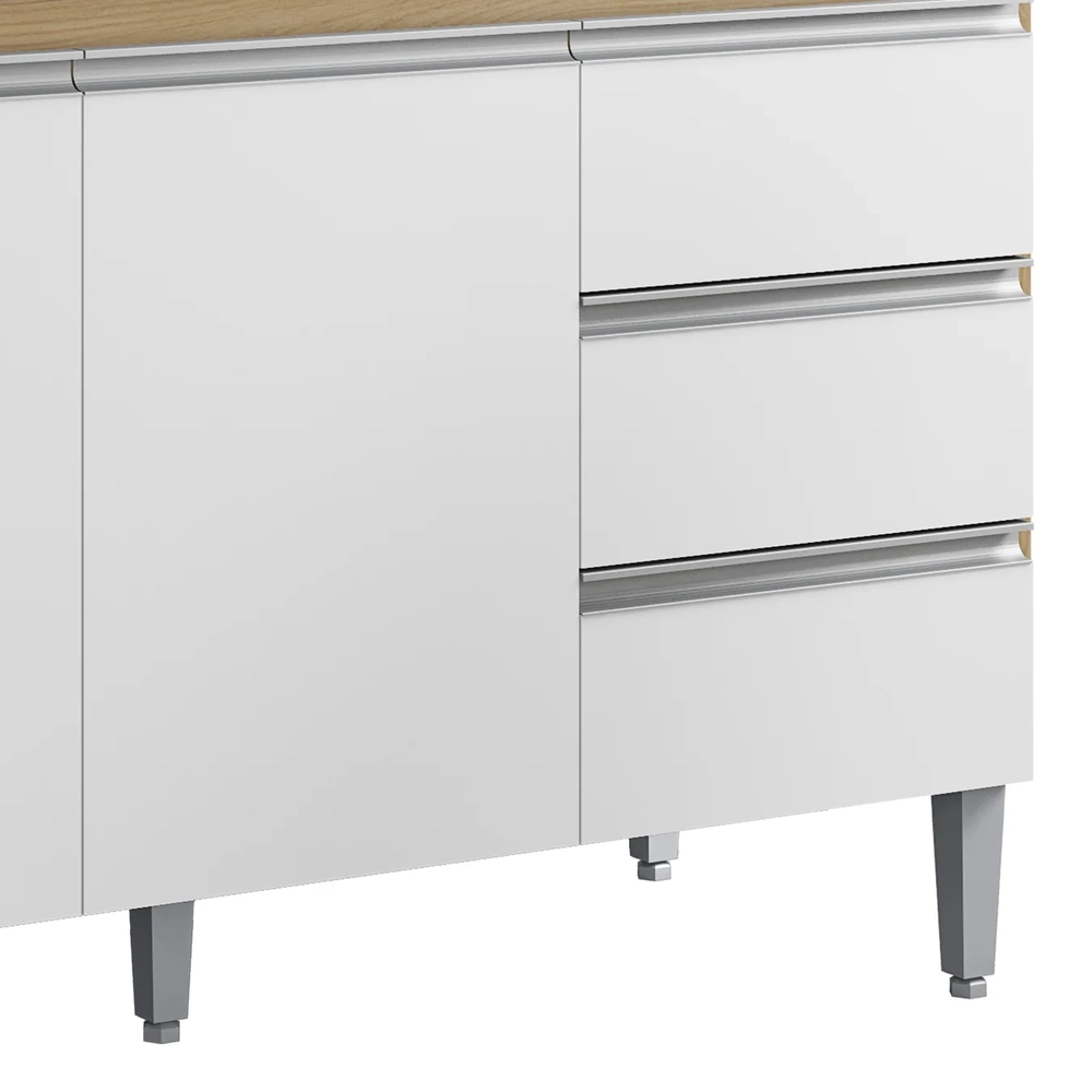 Balcão de Cozinha Para Pia 120cm Andréia Amêndoa/Branco     - AJL Móveis