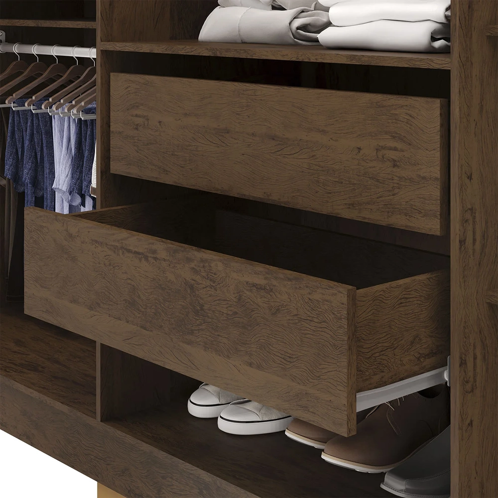 Guarda Roupa Casal 218cm 6 Portas Elegance Imbuia/Champanhe - Vila Rica