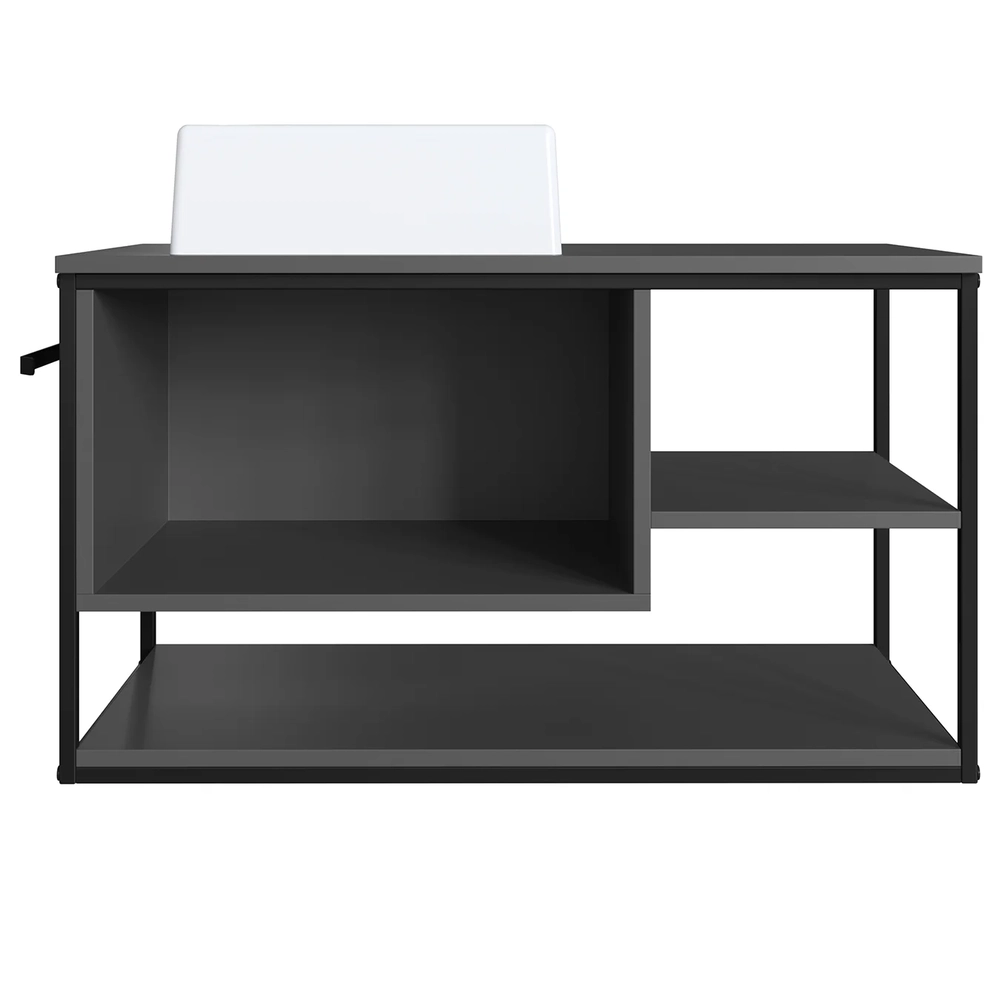 Gabinete de Banheiro Suspenso 80cm com Cuba Yuri Grafite Z54 - Mpozenato