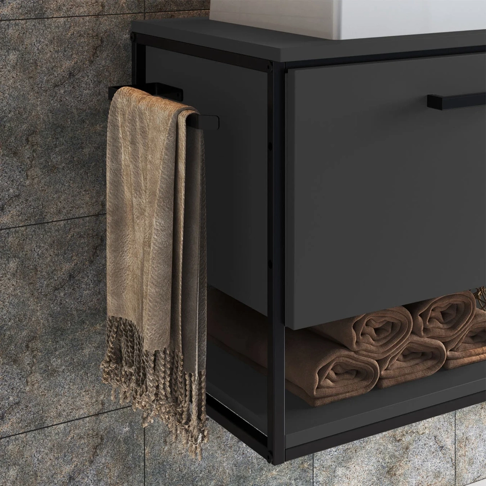 Gabinete de Banheiro Suspenso 80cm Para Cuba Yuri Grafite Z54 - Mpozenato