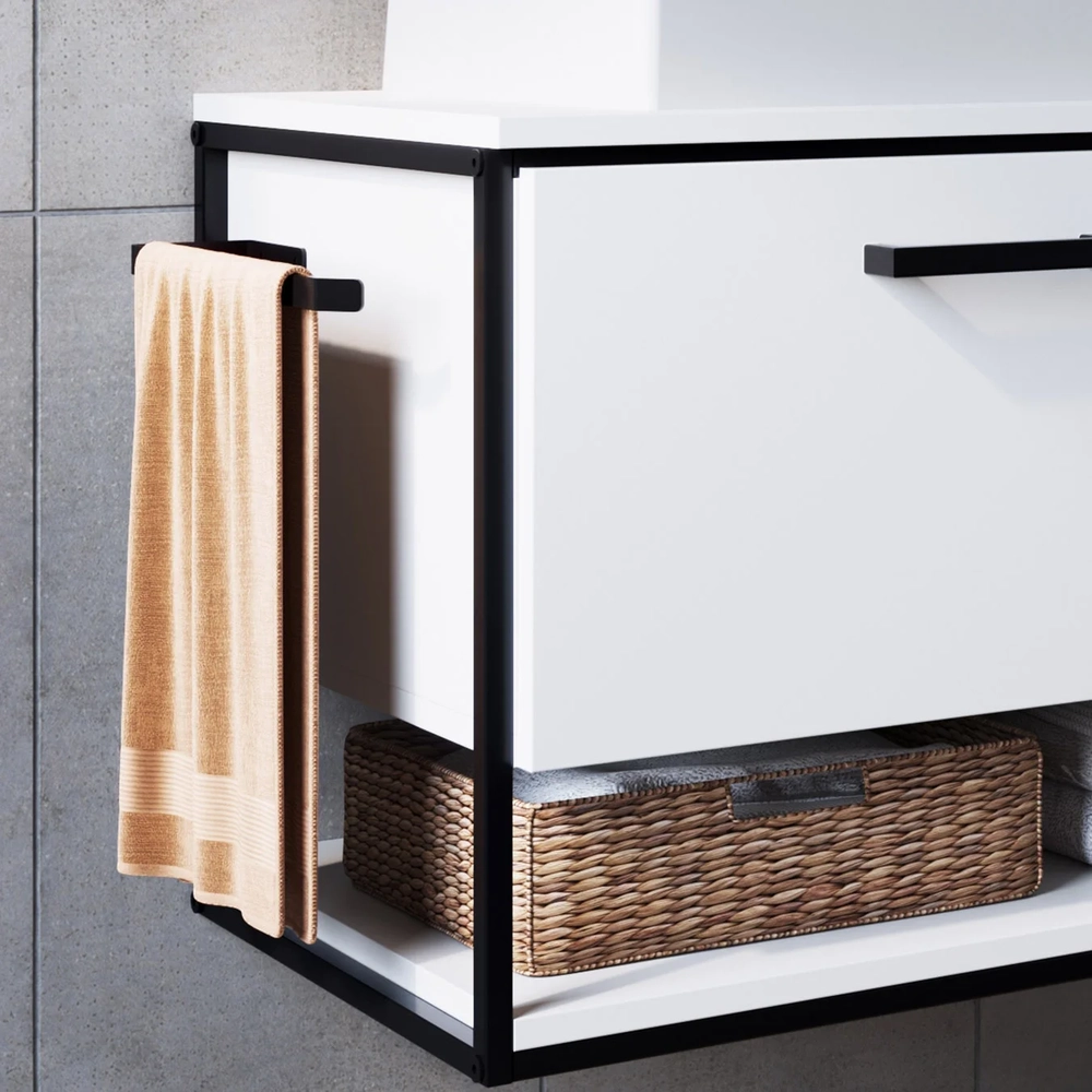 Gabinete de Banheiro Suspenso 80cm com Cuba Yuri Branco Z54 - Mpozenato