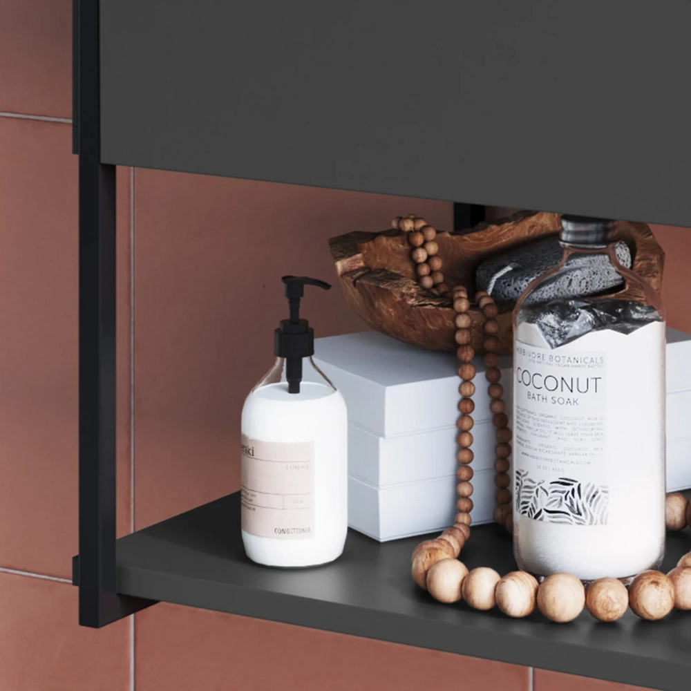 Gabinete de Banheiro Suspenso 50cm com Cuba Moly Grafite Z54 - Mpozenato