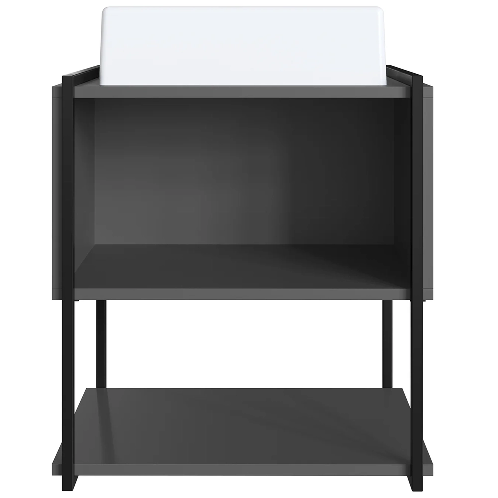 Gabinete de Banheiro Suspenso 50cm com Cuba Moly Grafite Z54 - Mpozenato