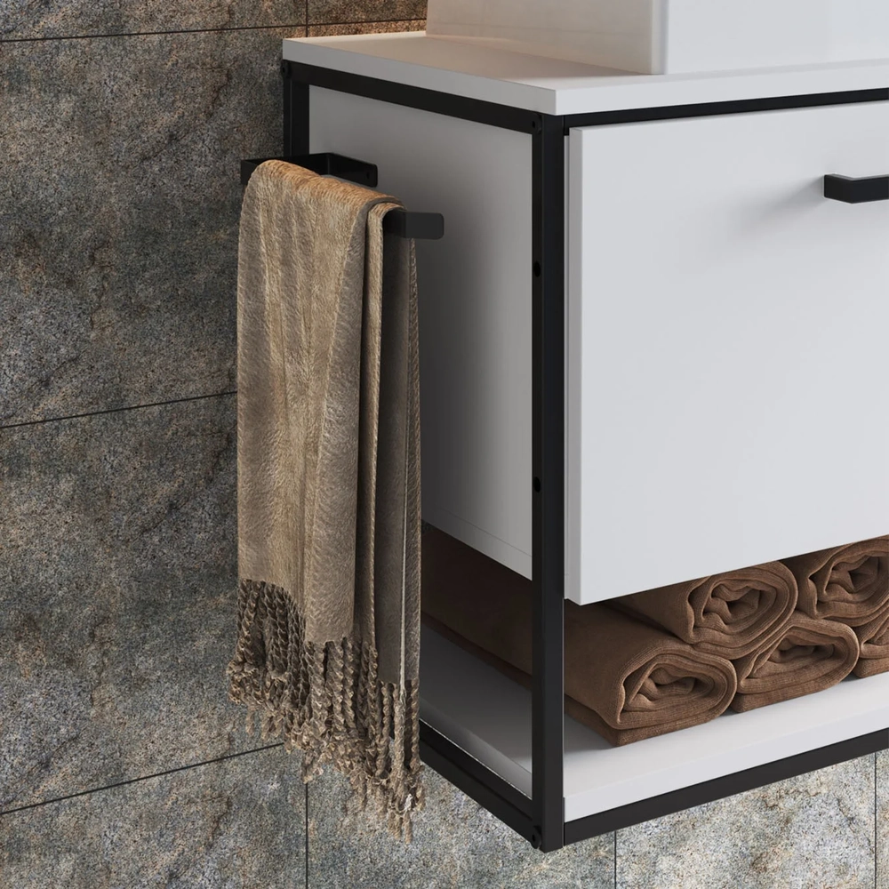 Gabinete de Banheiro Suspenso 80cm Para Cuba Yuri Branco Z54 - Mpozenato