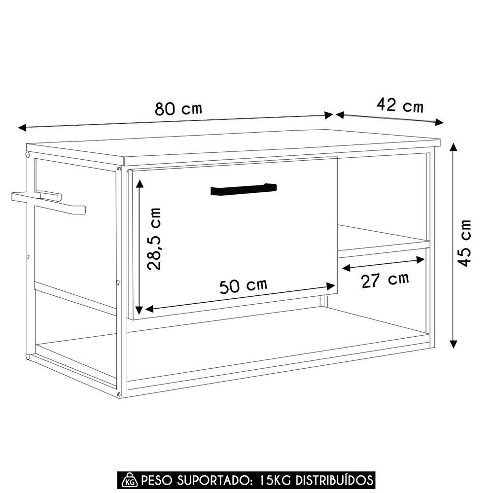Gabinete de Banheiro Suspenso 80cm Para Cuba Yuri Branco Z54 - Mpozenato
