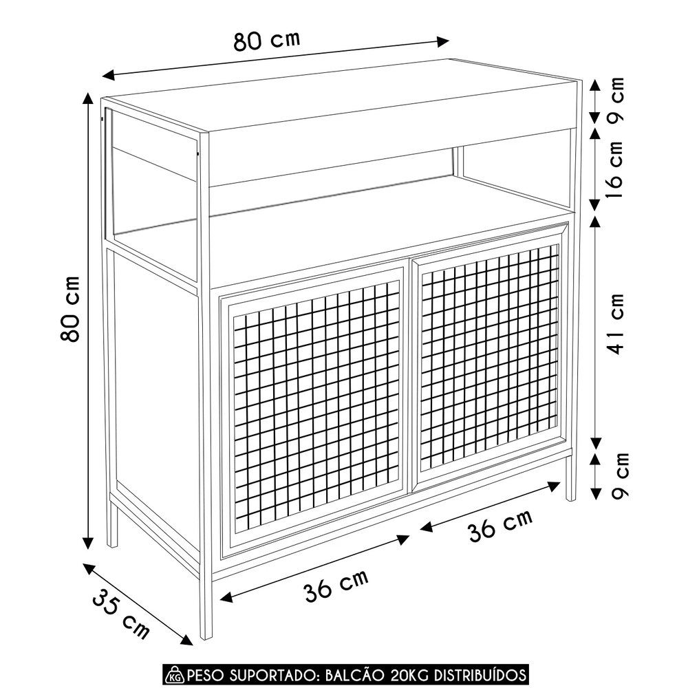 Gabinete de Banheiro 80cm Industrial Para Cuba Liny Mel Z54 - Mpozenato