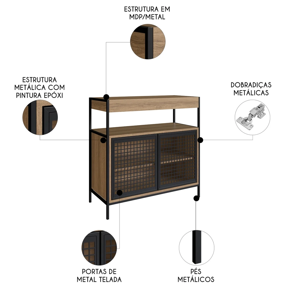 Gabinete de Banheiro 80cm Industrial Para Cuba Liny Mel Z54 - Mpozenato