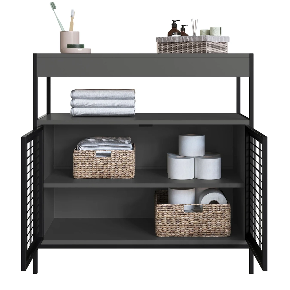 Gabinete de Banheiro 80cm Industrial Para Cuba Liny Grafite Z54 - Mpozenato