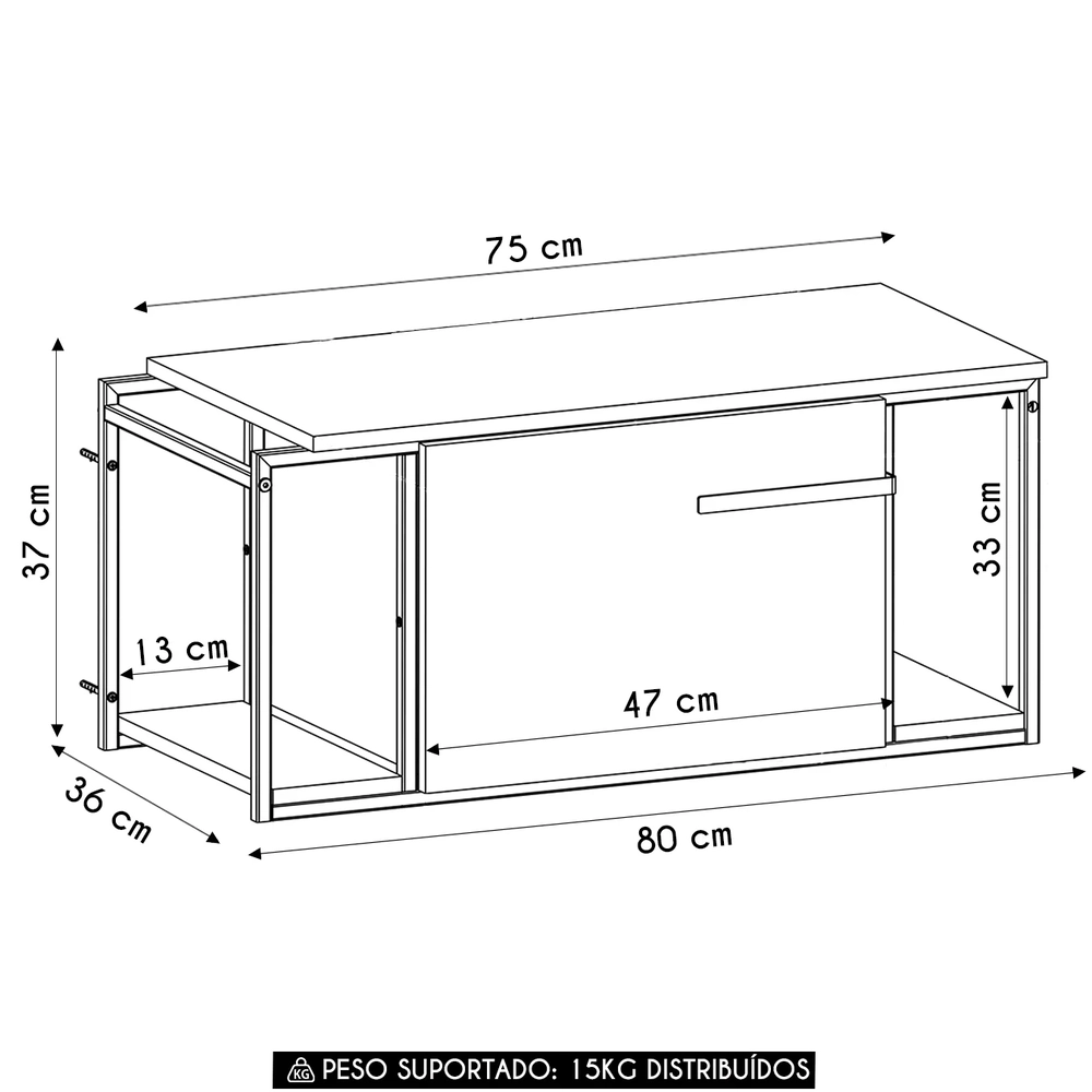 Gabinete de Banheiro Suspenso 80cm Para Cuba Ripy Mel Z54   - Mpozenato