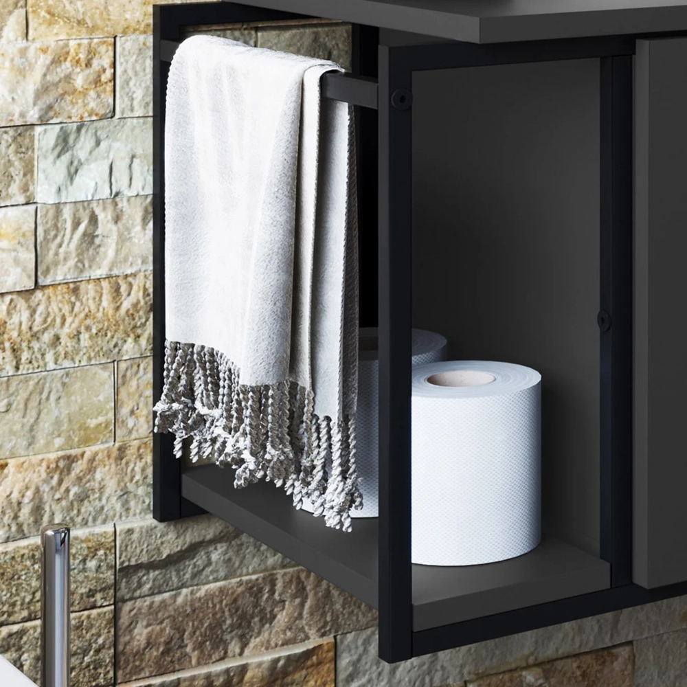 Gabinete de Banheiro Suspenso 80cm Para Cuba Ripy Grafite Z54 - Mpozenato