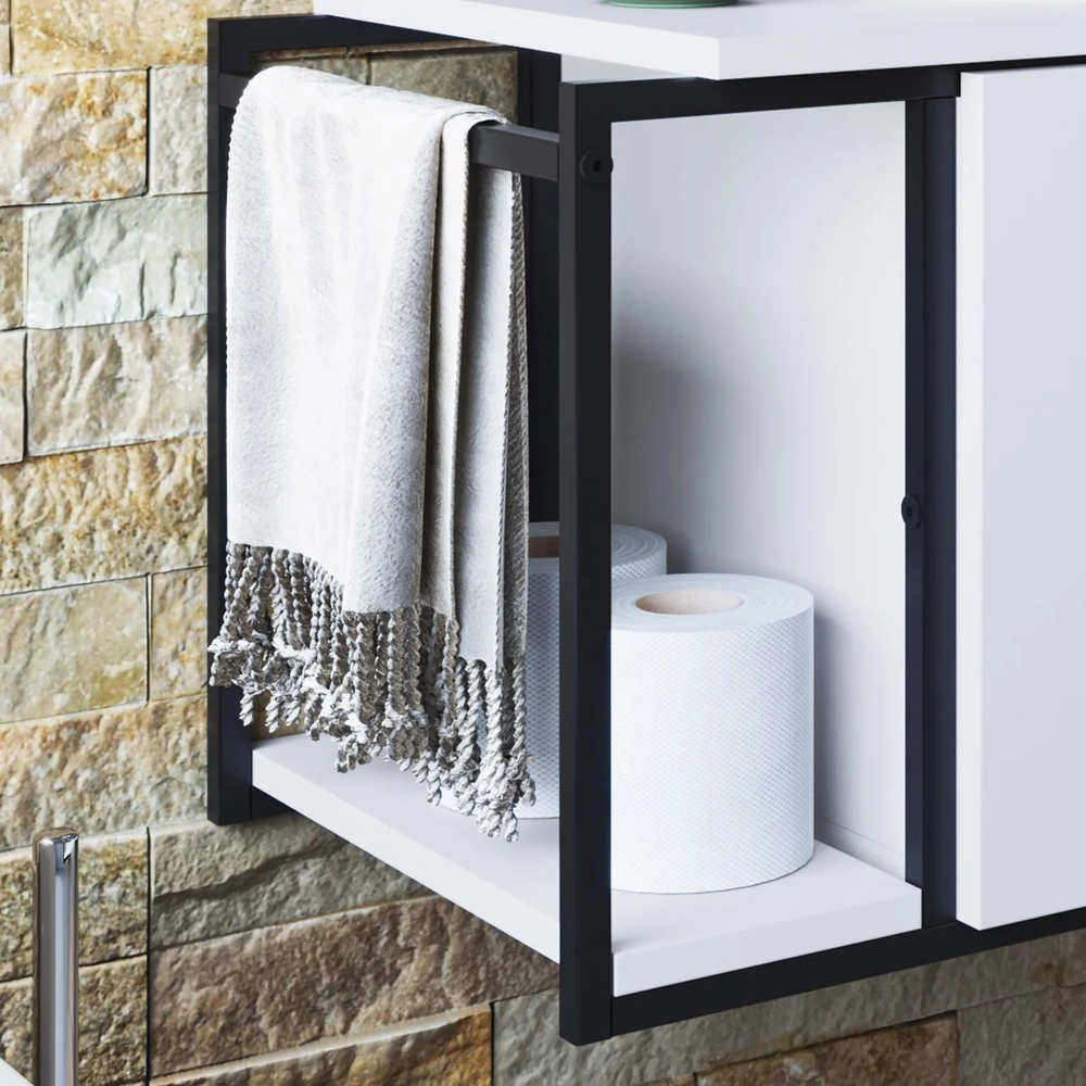 Gabinete de Banheiro Suspenso 80cm Para Cuba Ripy Branco Z54 - Mpozenato