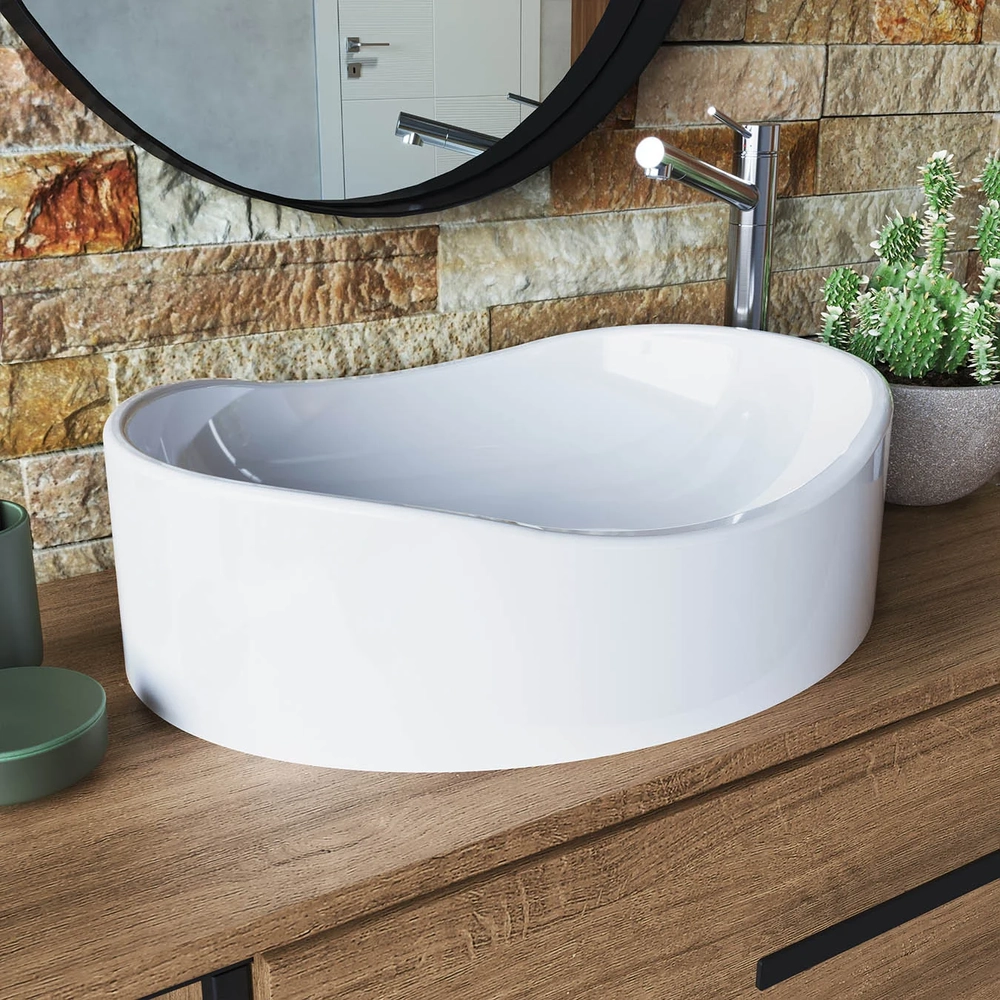 Gabinete Banheiro Suspenso 80cm Cuba Oval Ripy Mel/Branco Z54 - Mpozenato