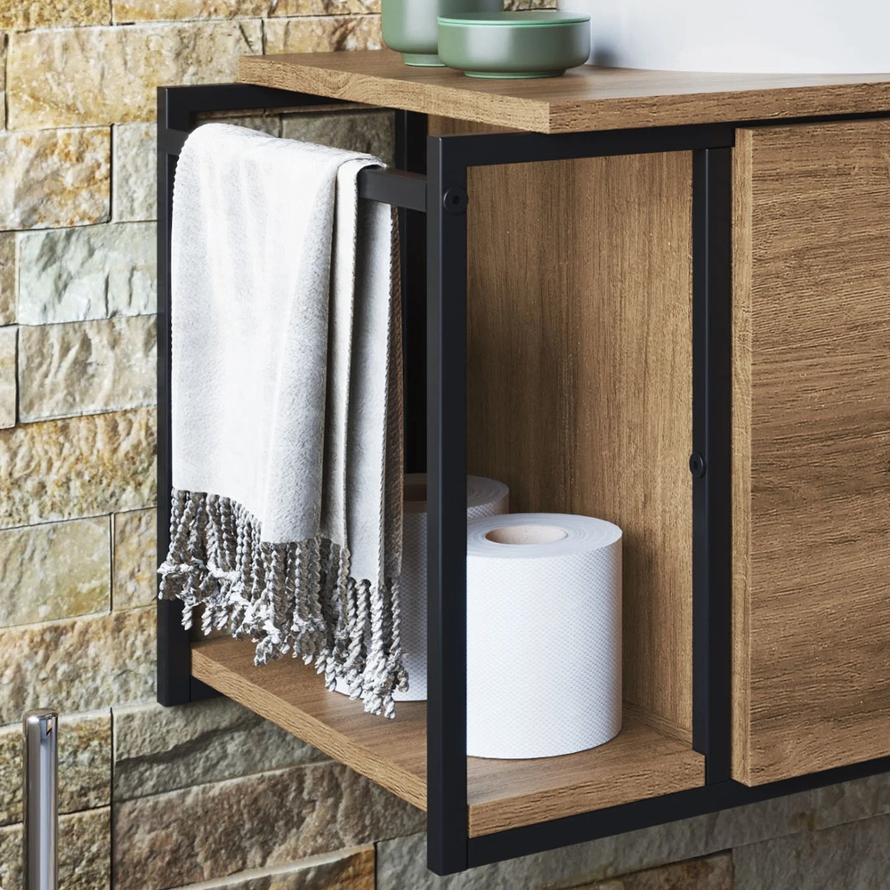 Gabinete Banheiro Suspenso 80cm Cuba Oval Ripy Mel/Branco Z54 - Mpozenato