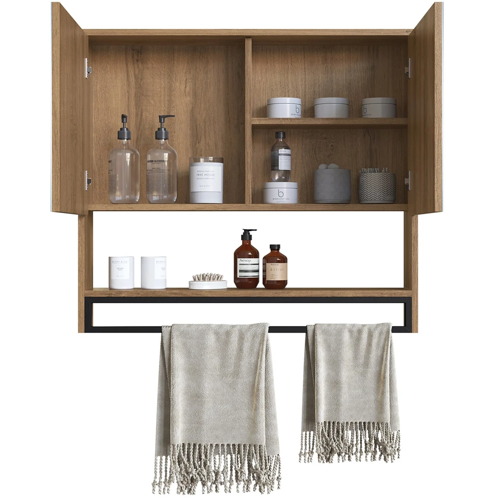 Armário de Banheiro Espelheira com 2 Portas Moscow Mel Z54 - Mpozenato