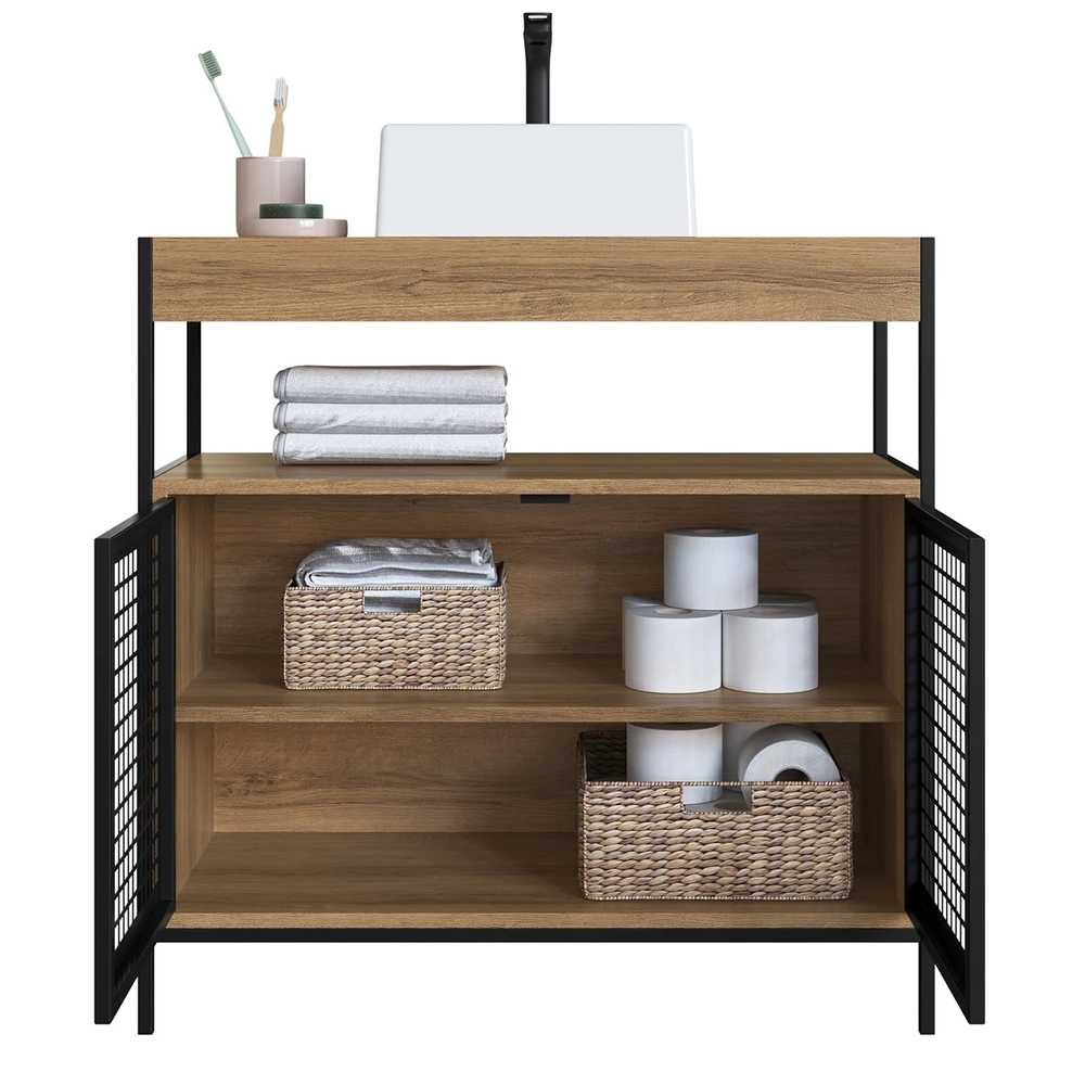 Gabinete de Banheiro 80cm Industrial com Cuba Liny Mel Z54 - Mpozenato