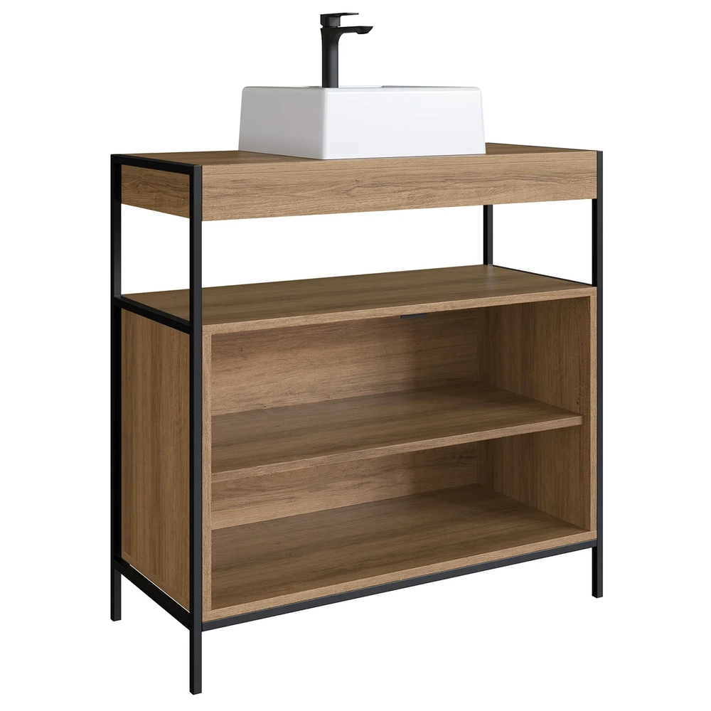 Gabinete de Banheiro 80cm Industrial com Cuba Liny Mel Z54 - Mpozenato